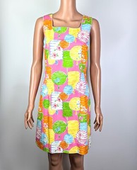 Lilly Pulitzer Women&rsquo;s Cotton Pink/Yellow/Green Sleeveless Lined Dress size 10