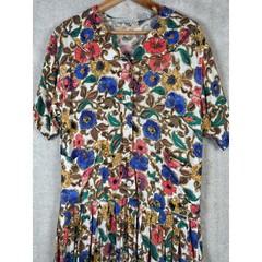 Vintage Express Compagnie International Medium Dress 90s Grunge Floral Colorful