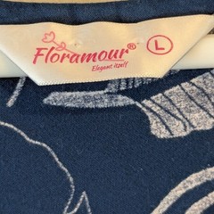Floramour Nursing Nightgown Dress L Blue Leaf Print Zip Open Maternity Lounge