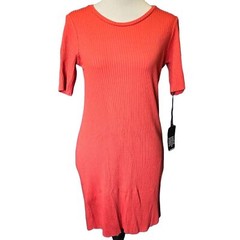 Michael Lauren Ribbed Ultra-Soft, Stretchy Short Sleeve Dress, Rust, Small, NWT