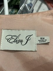 Eliza J Embellished Metallic Jacquard Fit & Flare Dress in Champagne Rose Gold