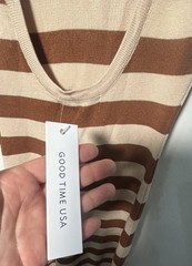 Maxi Dress Active Basic Brown Stripe Sweater Dress Size S (1063)