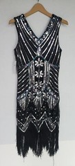 NWT RETRO STAGE WOMEN&rsquo;S EMBELLISHED TANK PARTY DRESS WITH FRINGE BLACK SMALL S