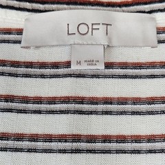 LOFT Casual Chic Button Front Ribbed Stripe Button Front Stretch Knit Midi Dress