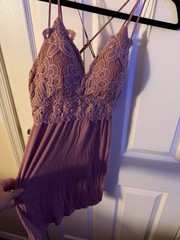 Easel Women&rsquo;s Dusty Rose Lace Bodice Sleeveless Slip