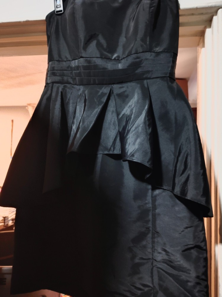 0039 Italy Black Solid Ruffle Ball Gown Midi Dress Size M New w/ Tags