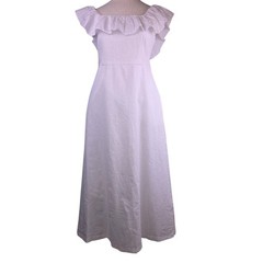 Hope & Henry Women&rsquo;s 2 White Linen Ruffle Dress Organic Cotton Lined Boho NWT