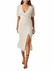NWT ASTR The Label Crossover Bust Midi Dress in Cream Color Size Small