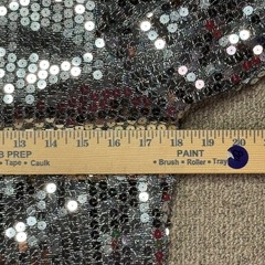 Vintage Datiani Silver Sequin Long Sleeve Mini Dress Size 8 Party Disco USA EUC