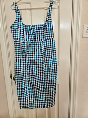 CALVIN KLEIN MULTI COLOR POLKA DOT SLEEVELESS SHEATH DRESS BACK ZIPPER SIZE 12