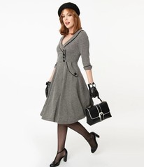 Voodoo Vixen XS Dress Marcia Herringbone Swing Midi NWT Retro Rockabilly Pinup