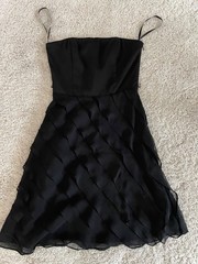 WHITE HOUSE BLACK MARKET WOMENS STRAPLESS BLACK A-LINE COCKTAIL DRESS SIZE 0!