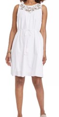 Knox Rose Womens Fresh White Floral Eyelet Wide Strap A-Line Tank Dress Size XL