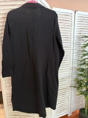 Candace Cameron Bure Regular Button Front Gauze Shirtdress (Med, Black) A593138
