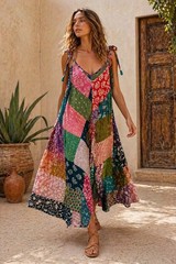 India Boutique Patchwork Wide Leg Romper Boho Festival O/S Lagenlook Artsy B2
