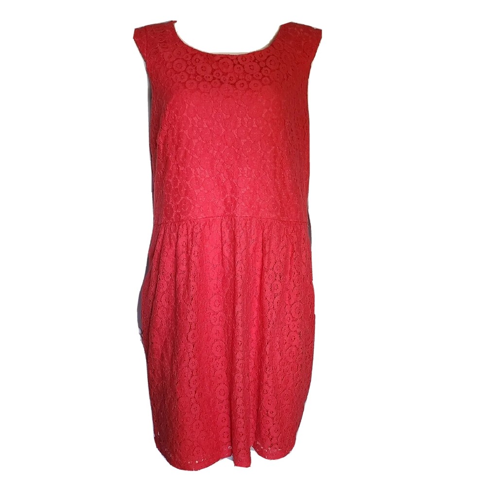 TIANA B. Solid All Pink Lace Overlay Sleeveless Zip Back Dress Womens Size 18