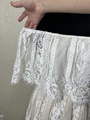 BALTIC BØRN Ivory Lace Off-Shoulder Ruffle Maxi Dress Sheer Floral Size M
