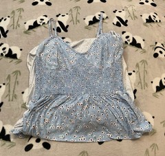 J For Justify Women’s Dress Size XL Blue Floral Ruffle Spaghetti Strap Slit