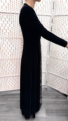 Michal Negrin Full Length Black Velvet Flowers Dress Size – S –