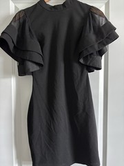 Pink Owl Women’s Black Dress With Ruffled Sleeves Small