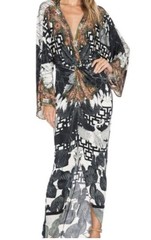 CAMILLA Wanderlust Twist Front Embellished Silk Maxi Evening Cocktail Dress