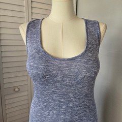 La Blanca Blue Heather Knit Tie-Front Tank Midi Dress Sz XL Lounge Resort Casual