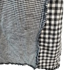 POL BOHO Oversized Small Black and White Checked Gingham Dress Frayed Hem
