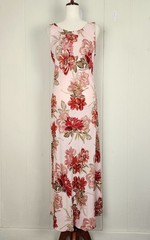 NWT Paper Heart Mauve Floral Linen Blend Maxi Dress Size L Sleeveless Side Zip