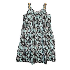 Anthony Richards Floral Midi Dress M Gray Teal Boho Summer Pocket House Nap