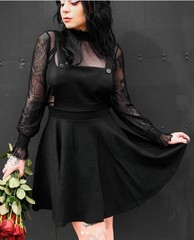 Foxblood Alice pinafore black stretch ponte fit & flare mini dress whimsigoth XS
