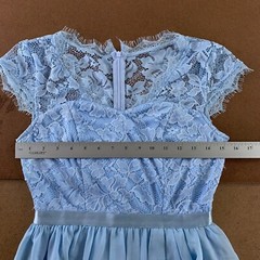 Wedtrend Women&rsquo;s Small Blue Lace Chiffon Ruffle Cap Sleeve Fit & Flare Dress New