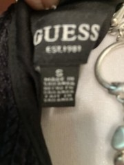 NEW Guess Black Mock Wrap Designer Dress Textured Nylon Poly Fabric Size S Lined