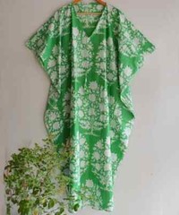 Indian Vintage 100% Cotton Long Beach Maxi Kaftan Dress One Size Caftan Kimono