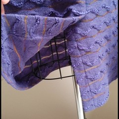Vintage 80s Purple Long Shift Dolman Sleeves Dress with Texture