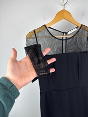 Max Mara Omelia Fishnet Wool Nlend Jersey Dress Midi Black EU 42 Size