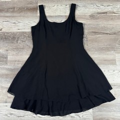 Vintage 90s Black Chiffon Fit Flare Mini Dress Party Gothic Cocktail Y2K Large