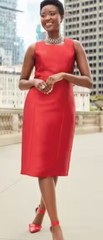 24W PLUS Ashro Red Neylynn Zip-Front Bubble-Hem Fit-&-Flare Church Jacket Dress