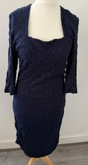 Phase Eight Dress Size 16 Navy Blue Square Neck 3/4 Sleeve Smart Occasion