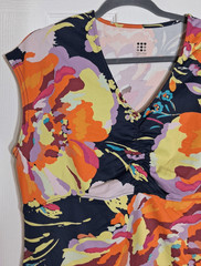 Title nine womens large orange shift dress Activewear yellow floral stretch