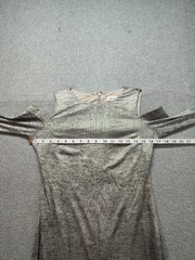 Calvin Klein Women Sheath Dress S Silver Metallic Cold Shoulder Long Sleeve Chic