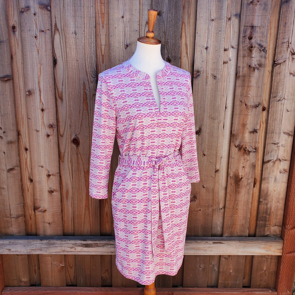 Ellie Kai Pink Ikat Print Long Sleeve Dress Size 4