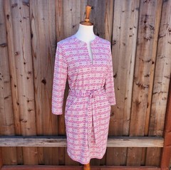 Ellie Kai Pink Ikat Print Long Sleeve Dress Size 4