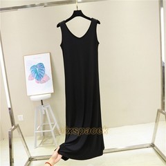 Women Scoop Neck Full Slip Plain Long Vest Dresses Camisole Liner Under Dress