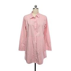 Xirena Pink Cotton Poplin Button Down Shirt Dress Elastic Back Womens Size Large