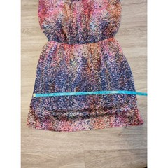 Aqua Cami Dress Womens Medium M Pink Orange Abstract Print Silk Look Mini Dress