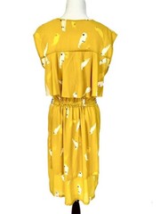 Cop Copine Parrot Dress US Sz 10 EU Sz 40 Yellow White Bird Sleeveless Lined NEW
