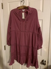 NWT!!! LARGE SUNDANCE BURGANDY gorgeouse long sleeve dress
