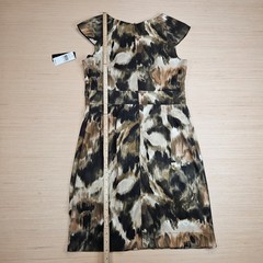 AGB Dress Women 12P Brown Abstract Cap Sleeve Sheath Workwear NEW 5298W74