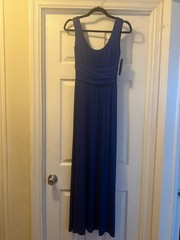 💙 NWT AB Studio Cobalt Blue Maxi Dress XS | Flowy Stretch Ruched Waist