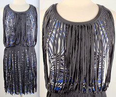 Jean Paul Gaultier Soleil dress sz M tattoo fringe stretch